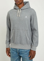 Polo Ralph Lauren Logo-embroidered Hooded Waffle-knit Sweatshirt Grey