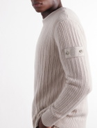 Stone Island - STONE ISLAND GHOST Ribbed Wool Cashmere Sweater - Neutrals