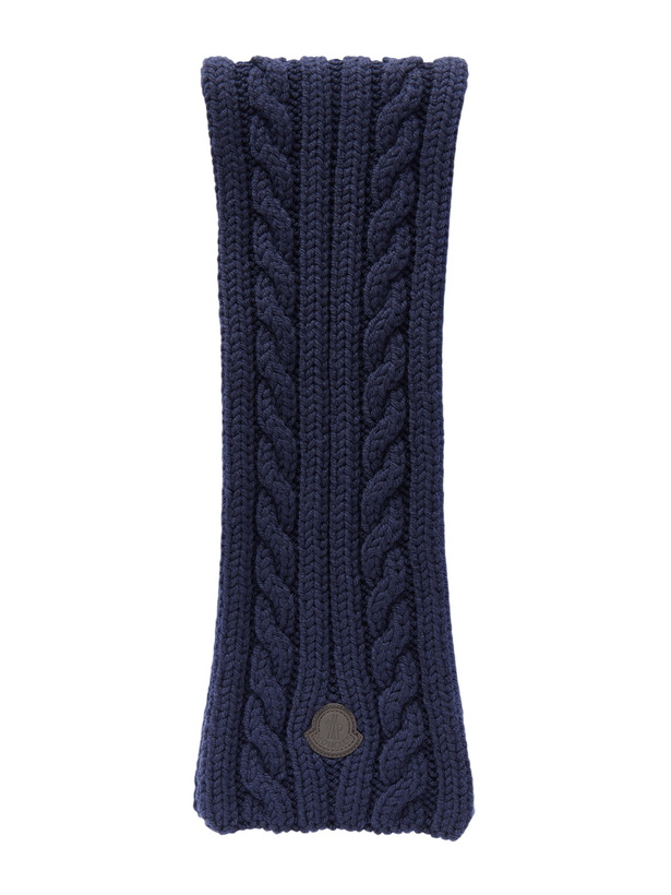 Photo: Moncler - Logo-Appliqué Cable-Knit Virgin Wool Scarf