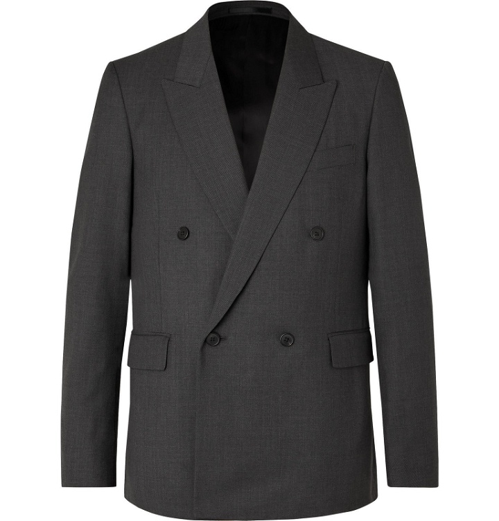 Photo: The Row - Dark-Grey Colin Double-Breasted Mélange Wool Suit Jacket - Gray