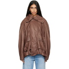 Calvin Klein Collection Brown Isa Leather Flight Jacket
