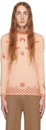 Marine Serre Beige Henna Print Turtleneck