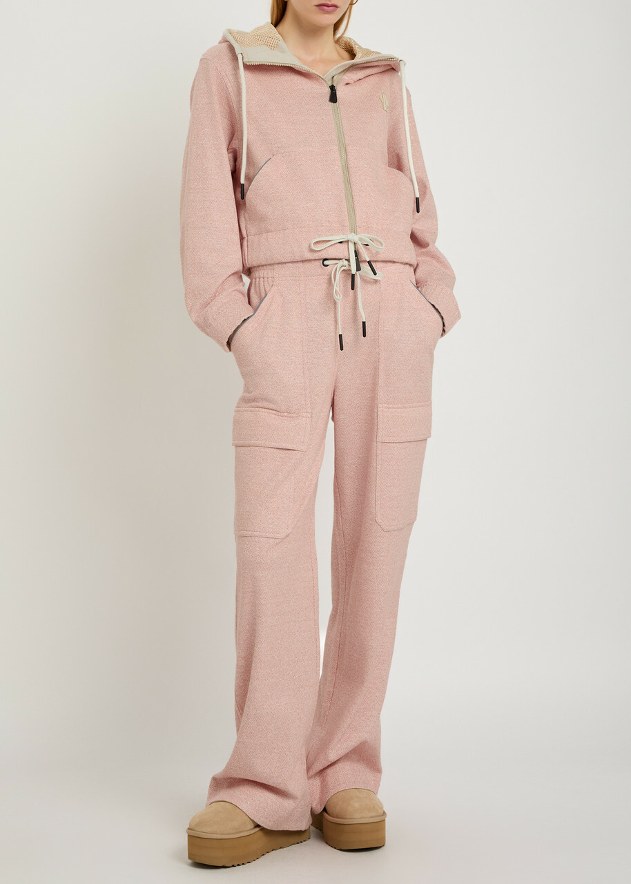 Moncler Logo-appliquéd Linen-blend Sweatpants Light Pink
