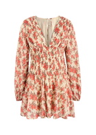 Free People Keep You Floral-print Cotton Mini Dress Red