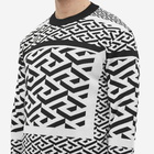 Versace Men's All Over Print Greca Crew Knit in Black/White