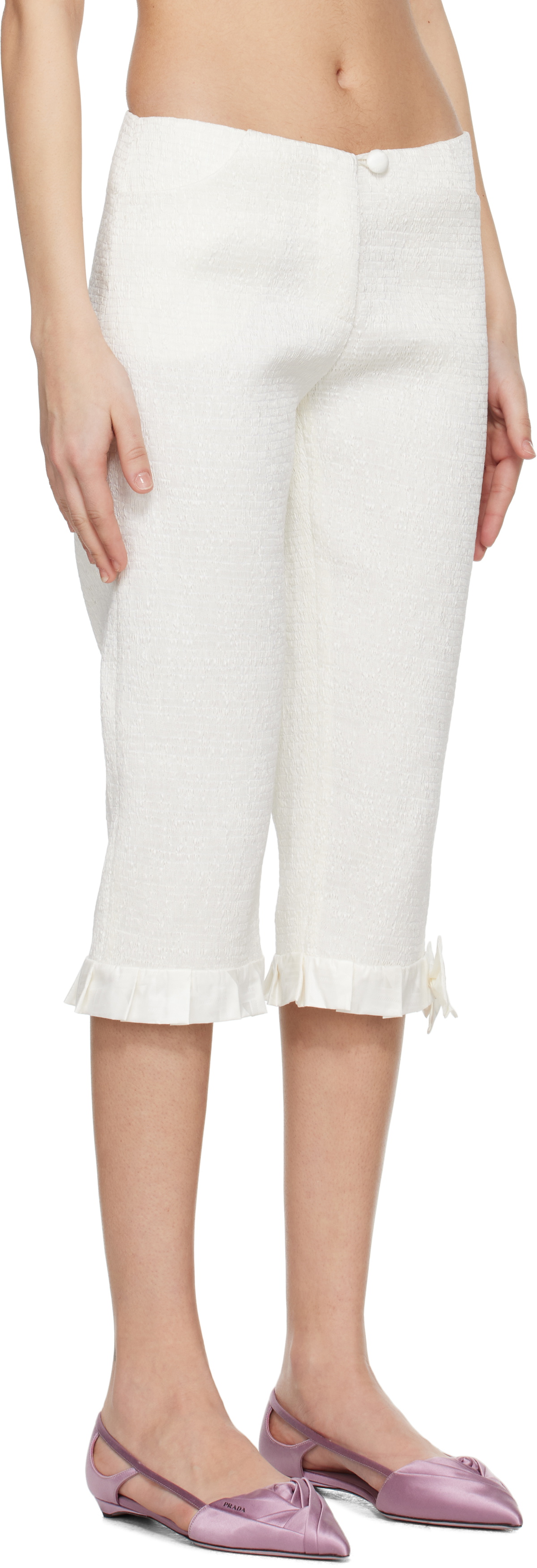 SUPER YAYA Off-White Pantacourt Audrey Trousers