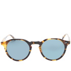 Garrett Leight Royce Sunglasses in Dark Tortoise/Semi Blue Smok