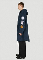 Patched Parka Coat in Dark Blue