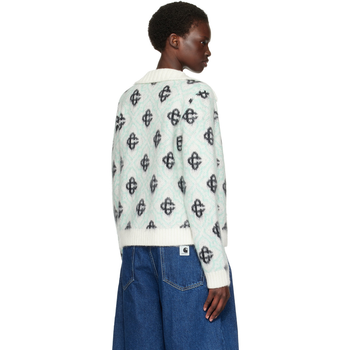 Casablanca Multicolor Mohair Monogram Zip Cardigan