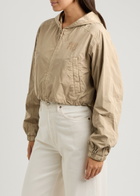Alexanderwang.t Hooded Cropped Shell Bomber Jacket Beige