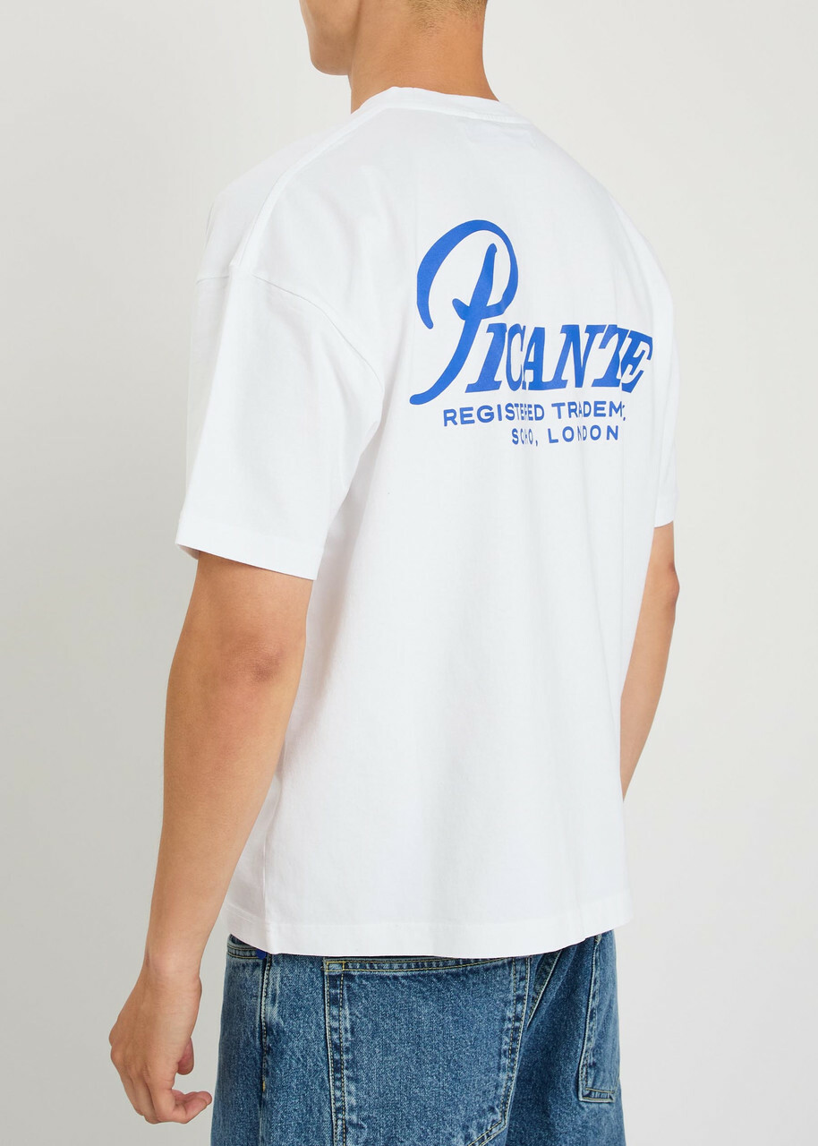 Picante Record Logo-print Cotton T-shirt White