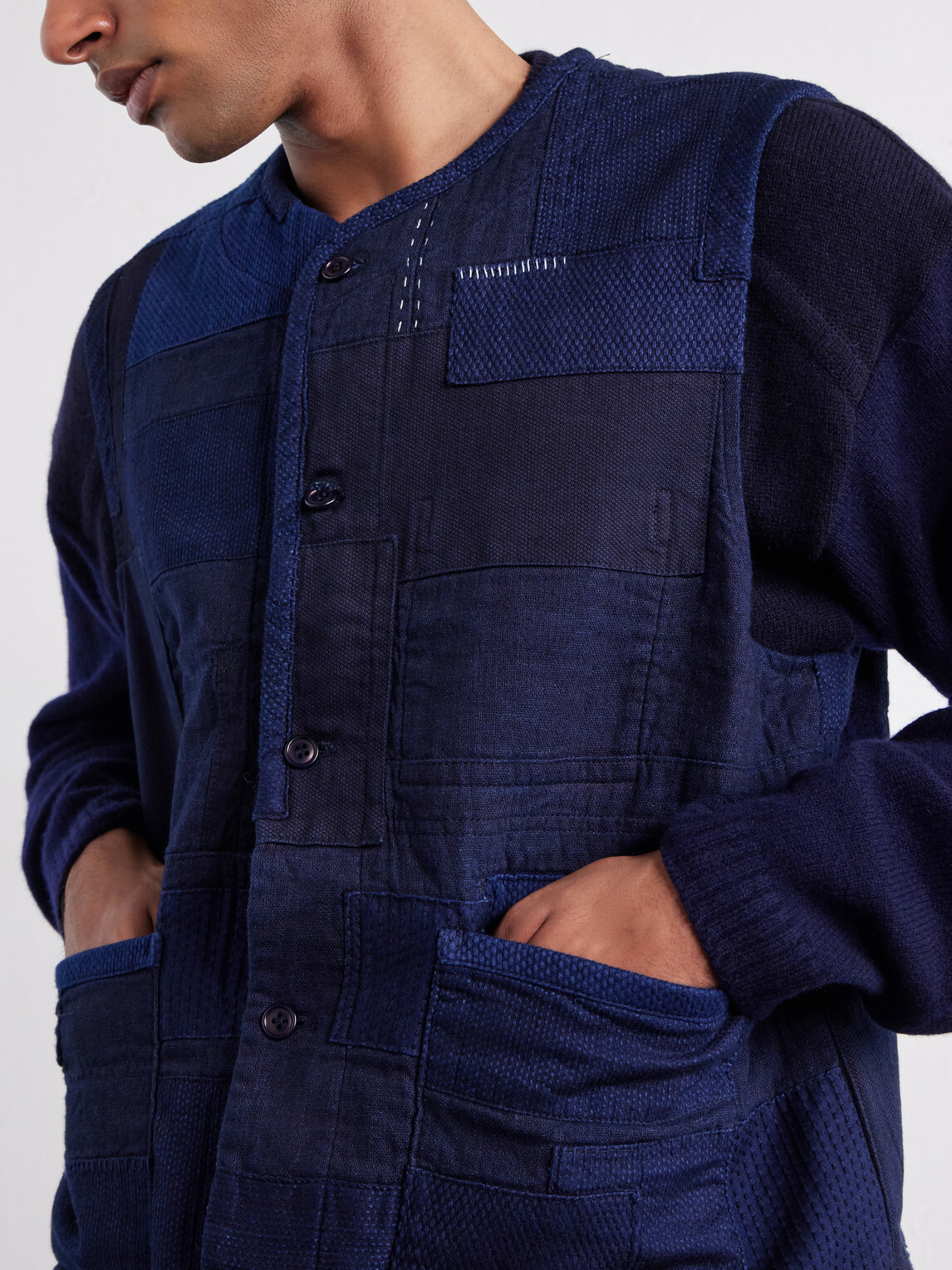 Blue Blue Japan - Nenrin Patchwork Cotton-Canvas Vest - Blue