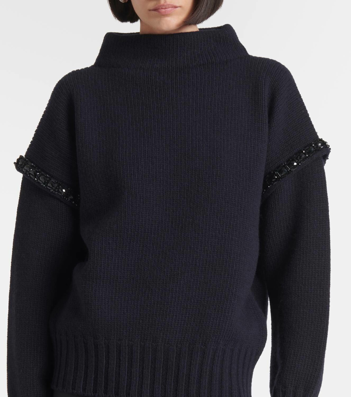 Max Mara Gene embellished virgin wool hoodie
