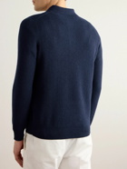 Brunello Cucinelli - Ribbed Cashmere Half-Zip Sweater - Blue