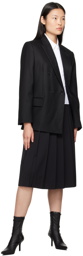 Juun.J Black Pleated Midi Skirt