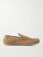 LOEWE - Paula's Ibiza Rio Raffia-Trimmed Suede Loafers - Neutrals