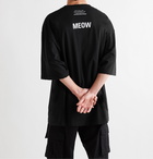 BALENCIAGA - Oversized Distressed Printed Cotton-Jersey T-Shirt - Black