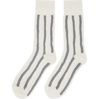 Issey Miyake Men White and Grey Stripe Socks