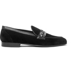 AMIRI - Embellished Leather-Trimmed Velvet Loafers - Black