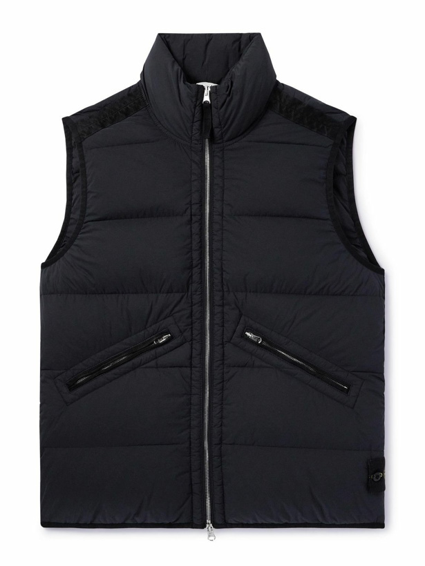 Photo: Stone Island - Logo-Appliquéd Webbing-Trimmed Quilted Shell Down Gilet - Blue