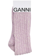 Ganni Logo Metallic Cotton-blend Socks Pink