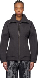 GANNI Gray Heavy Fleece Zip Up Jacket