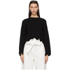 3.1 Phillip Lim Black Wool and Cashmere Scalloped Sweater