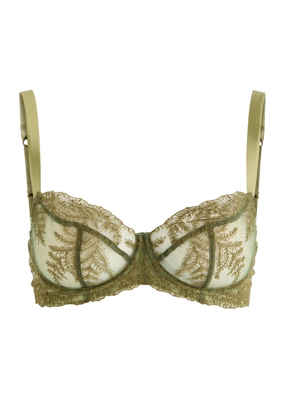 Photo: Fleur OF England Arianna Embroidered Lace Underwired bra Sage
