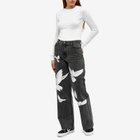 3.Paradis Women's Freedom Doves Wide Leg Jeans in Black