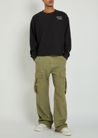 Cherry Los Angeles Paint-effect Wide-leg Cargo Trousers Green