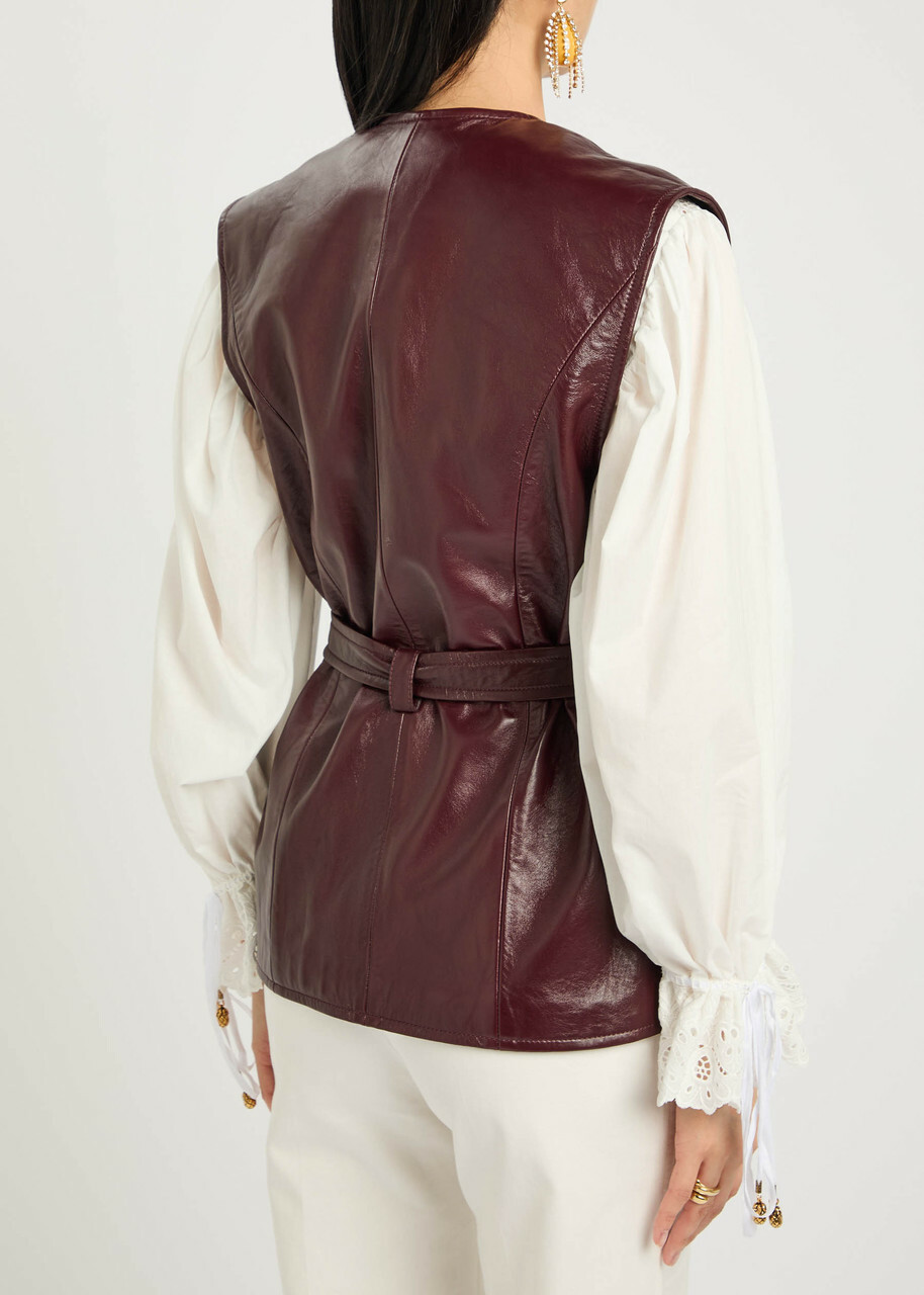 Chloe Leather Gilet Brown