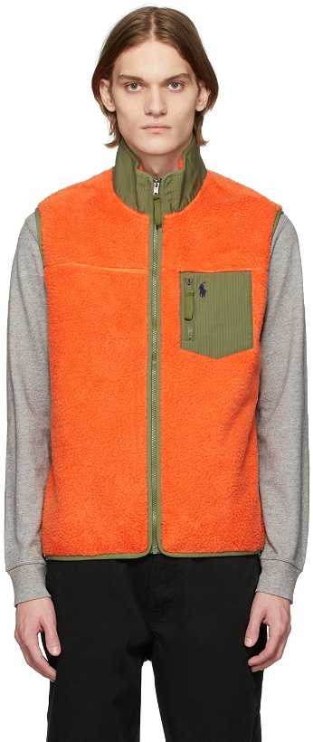 Photo: Polo Ralph Lauren Orange Fleece Hybrid Vest