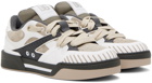 Dolce & Gabbana Beige & Gray Mixed-Material New Roma Sneakers