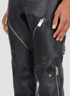 Zip Trim Leather Pants in Black