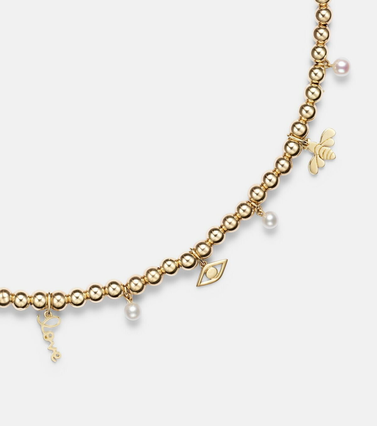 Sydney Evan 14kt gold beaded pendant necklace with pearls