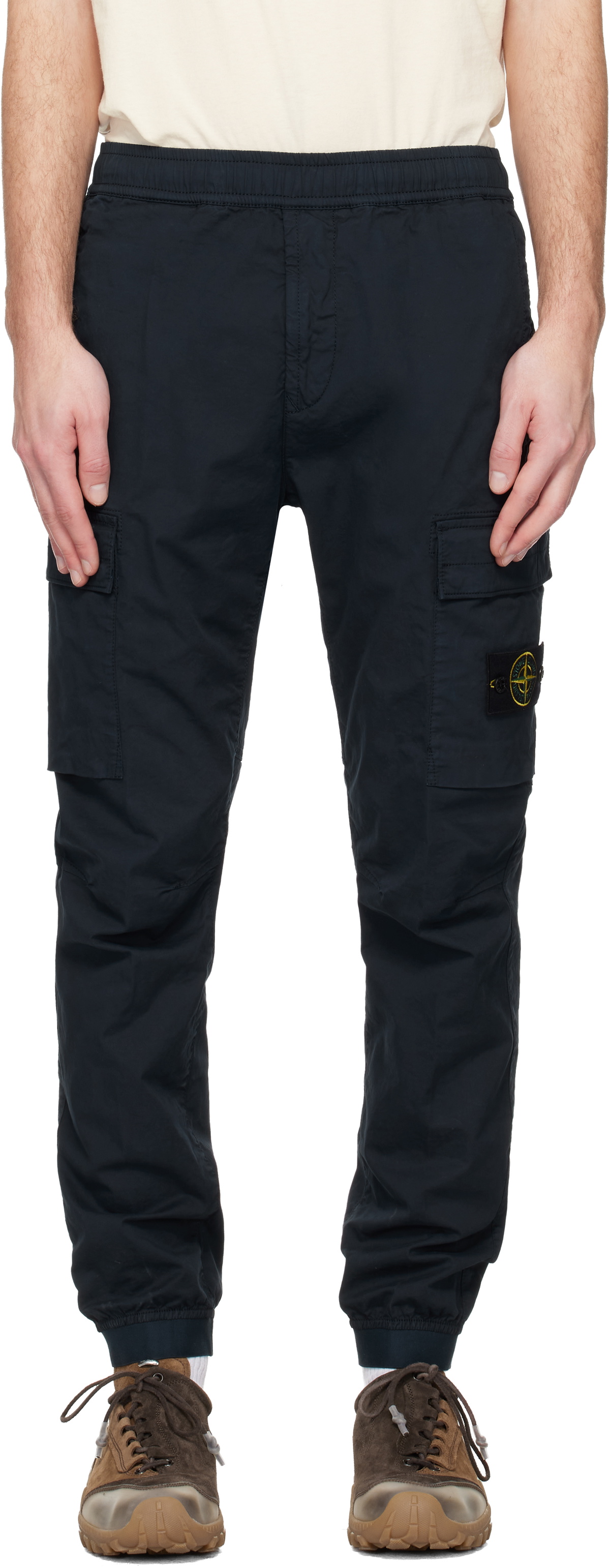 Stone Island Navy 3100031 Stretch Cotton Tela 'Paracadute' Cargo Pants