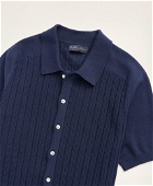 Brooks Brothers Men's Cotton Cable-Knit Short-Sleeve Polo Sweater | Navy