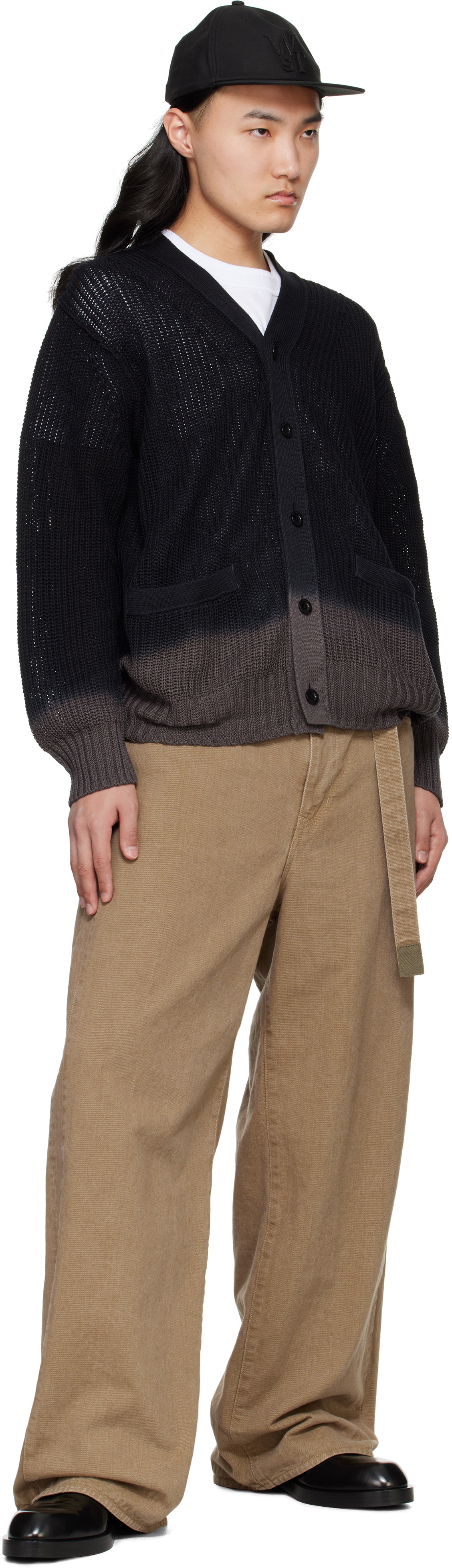 sacai Black Garment Dye Knit Cardigan Sacai