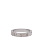 Maison Margiela Men's Embossed Number Logo Band Ring in Silver