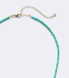 Sydney Evan Icon Heart 14kt gold beaded necklace with turquoise and diamond