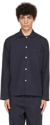 Tekla Navy Poplin Pyjama Shirt