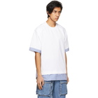 Juun.J White and Blue Striped Layered T-Shirt