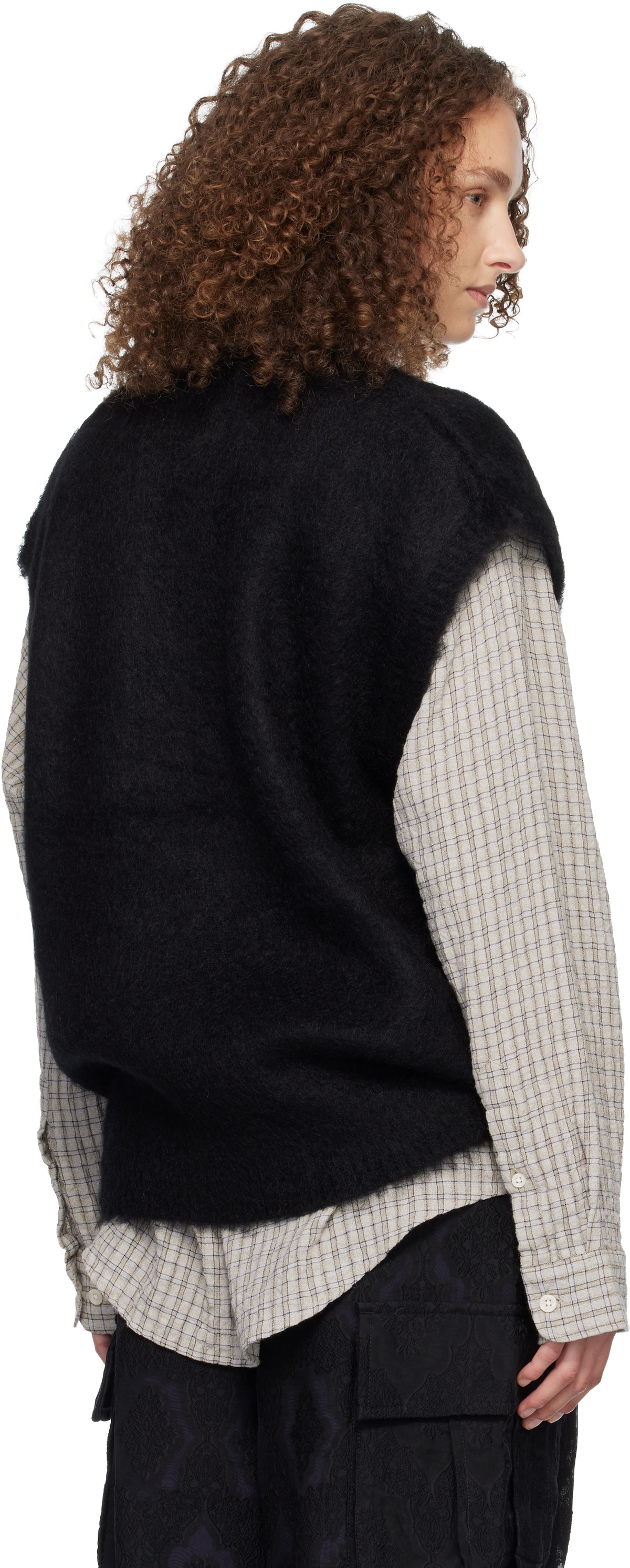 NEEDLES Black Mohair Knit Vest