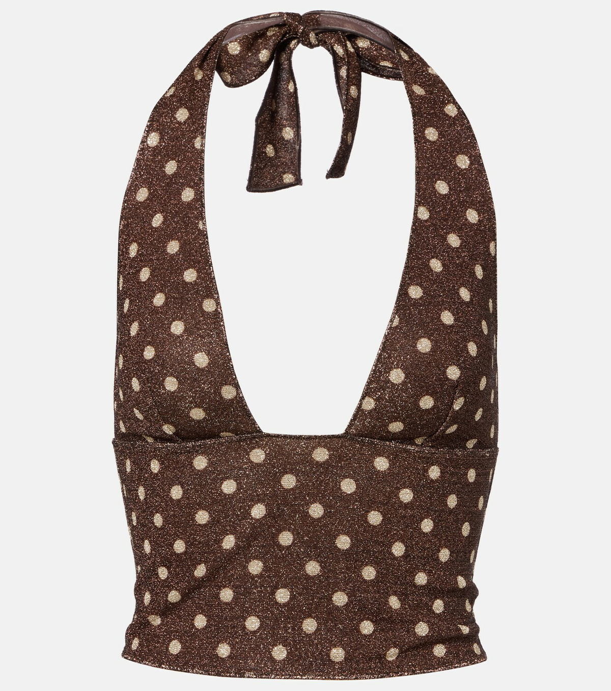 Oséree Lumière polka-dot halterneck crop top