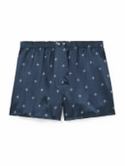 Derek Rose - Brindisi Printed Silk-Satin Boxer Shorts - Blue