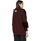 Stella McCartney Burgundy Faux-Fur Mix Zip-Up Sweater