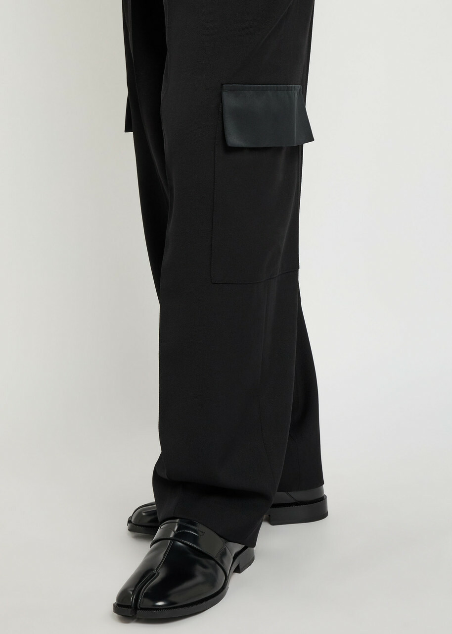 Wales Bonner Reverb Pleated Wool Gabardine Trousers Black