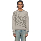 Reese Cooper Grey and Green Wool Branches Sweater