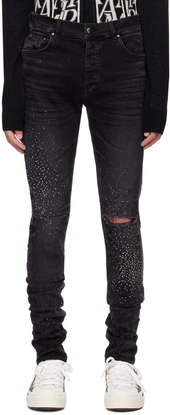 Black Crystal Shotgun Jeans by AMIRI on Sale