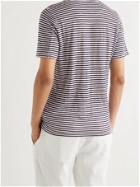 120% - Striped Linen-Jersey T-Shirt - Blue